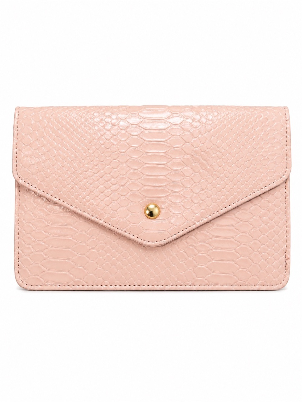 Blush Pink Snakeskin Embossed Envelope Clutch